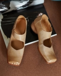 נעלי הליכה יומיות אישה בסגנון צרפתי משאבות עור פרה להחליק על וינטג נשים בייסיק עקבי בלט מרובע אצבע נעלי רטרו נשים