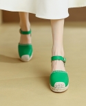 Summer Lady Hemp Espadrilles 2022 Designer Women’s Wedge Sandals Shoes Woman High Heel Sandals Cow Leather Shoes For D