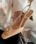 Summer Women Shoes 65cm Sheepskin High Heel Slingbacks Sandals Spring Party Shoes Elegant Sandles Classcic Flowers Ladi