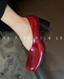 Womens Pumps French Style Square Heel Round Toe Mules Quality Heel Shoes Cowhide Real Leather Pumps Spring Summer Shoes