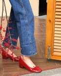 أحذية الباليه الانزلاق على النساء الكعوب المنخفضة الرجعية نمط السيدات أحذية أنيقة مربع تو جلد البقر الربيع Atumn التصميم الأساسي