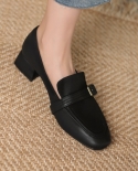 حذاء نسائي من الجلد الطبيعي من Pums Spring Autum من الجلد الطبيعي ، حذاء نسائي بمقدمة مربعة يوميًا ، حذاء معدني بكعب سميك 3 سم ر