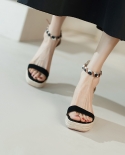 Women’s Wedge Sandals High Heel 85 Cm Shoes Woman Platform Heel Sandals Kid Suede Summer Lady Hemp Espadrilles Sandal