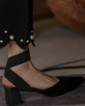 Sapatos de verão de couro estilo francês feminino sandálias femininas amarradas cruzadas 5 cm bico fino senhora primavera outono