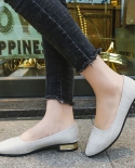 Pointed Toe Mixed Colors High Heels Breathable Shallow Women Shoes Fashion Slip On Ladies Pumps Casual Square Heel Talon
