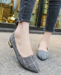 Pointed Toe Mixed Colors High Heels Breathable Shallow Women Shoes Fashion Slip On Ladies Pumps Casual Square Heel Talon