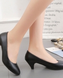 Comfortable Women Work Shoes High Heels Soft Sole Soft Surface Professional Dress Shoes Commuter Black Leather Shoes Dai