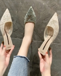 2022 New Slippers Womens Shoes Summer  Pointed Toe Toe Half Drag Womens Stiletto Medium Heel Sandals Womens
