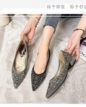 Zapatos Pointed Toe Shoes Womens Summer Style 2022 New Shallow Mouth Rhinestone Flat Large Size Womens Shoes Zapatos M