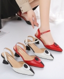 Womens Shoes 2022 Summer New Color Matching All Match Fashion Pointed Toe Chunky High Heels Fashion Sandals For Women