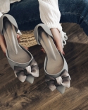 Shoes Woman Spring Summer 2022  New Women Heels Bow Pointed High Heels Frosted Jelly Sandals Women Zapatos Mujer