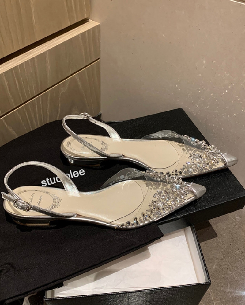 29 69 US Zapatos para mujer Sandalias transparentes con diamantes
