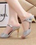  High Heels Women Slippers Solid Color Thin Heels Ladies Pumps Summer Fashion Woman Shoes Casual Modern Slippers Talon F
