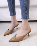 Pointed Slippers Woman Summer New Fashion High Heels Woman Solid Color Thin Heels Modern Sandals Casual Ladies Shoes Pan