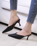 Pointed Slippers Woman Summer New Fashion High Heels Woman Solid Color Thin Heels Modern Sandals Casual Ladies Shoes Pan
