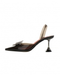 Womens Single Shoes Fashion Transparent Stiletto Sandals High Heels Luxury Rhinestone Inlaid Bowknot Design Banquet Dre