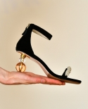 Zapatos de tacón elegantes para mujer, zapatos de fiesta con perlas, zapatos elegantes de tacón especial para mujer, sandalias d
