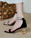 Zapatos de tacón elegantes para mujer, zapatos de fiesta con perlas, zapatos elegantes de tacón especial para mujer, sandalias d