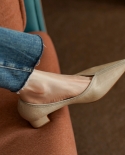 Cosy Med Heels primavera otoño Lady Vintage Pumps Slip On Daliy Shoes tacones gruesos mujeres zapatos de cuero de vaca en el tac