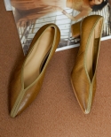 Cosy Med Heels primavera otoño Lady Vintage Pumps Slip On Daliy Shoes tacones gruesos mujeres zapatos de cuero de vaca en el tac