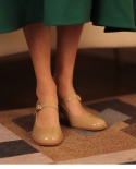 נשים משאבות 6 סמ מרי גיין נעלי רטרו סגנון אביב נעלי עקב אלגנטיות פשוטות נעליים פשוטות עגולות בוהן קפיץ אטום אבזם טלון