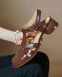 אישה סנדלי קיץ נעלי רטרו בסגנון רומא על עקב גבוה 35 סמ סנדלי גלדיאטור סנדליות נעלי גברת עור פרה zapato