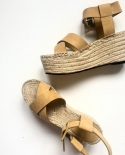 2022 Designer Women’s Wedge Sandals Shoes Woman Platform Heel Sandals Cow Leather Summer Lady Hemp Espadrilles Sandal 