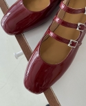 נשים משאבות 4 סמ מרי גיין נעלי רטרו סגנון עקבים גבוהים אבזם אלגנטי נעלי גברת נעלי אצבע עגולה אביב אטום עור אמיתי טל