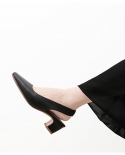 קיץ סנדלי אצבע מרובעת נשים משאבות 4 סמ עם עקב אישה נעליים יומיות slingbacks סנדלי עור פרה בנות משאבות עבור spri
