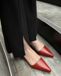 אביב 2022 נעליים פשוטות לאישה שמלת נשף מחודדת משאבות נשף 4 סמ נעלי משאבת עור אלגנטיות צבע אדום