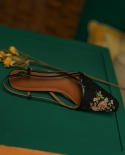 נעלי אישה על עקב 5 סמ סגנון רטרו נשים רוקמות משאבות גברת slingbacks נעלי קיץ מרובע אצבע אביב אטום patchw