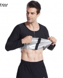 Sauna Waist Trainer For Men Weight Loss Sheath Long Sleeves Tops Sweat Shapewear Shirt Slimming With Zipper Thermal Body
