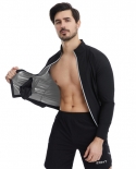 Men Sauna Suit Sweat Jacket Workout Weight Loss Long Sleeve Waist Trainer Body Shaper Zipper Stomach Slimming Compressio