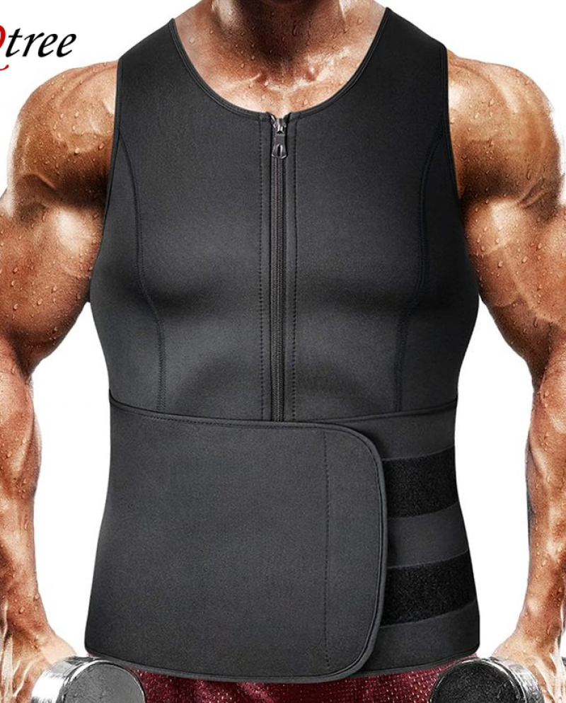 Men Waist Trainer Slimming Vest Sauna Sweat Compression Workout Shirts  Burner Stomach Slim Body Shaper Weight Loss Suit
