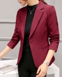 Womens Blazer  Red Long Sleeve Blazers Pockets Jackets Coat Slim Office Lady Jacket Female Tops Suit Blazer Femme Jacke