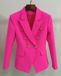 Top Quality Pink Blazer Women  Slim Blazer Jacket Female Double Breasted Metal Lion Buttons Women Blazers And Jackets Wh