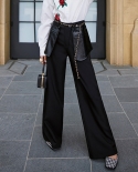 Diseño original Estilo dulce y fresco Negro Principios de otoño Nuevos pantalones de pierna ancha delgada de cintura alta