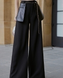 Original Design Sweet And Cool Style Black Early Autumn New High-waisted Thin Wide-leg Pants