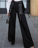 Original Design Sweet And Cool Style Black Early Autumn New High-waisted Thin Wide-leg Pants