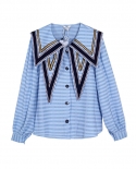 Early Autumn New Style Big Butterfly Collar Princess Shirt Female  Doll Collar Top