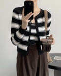 Hit Color Striped Soft Glutinous Knitted Cardigan Camisole Two-piece Female