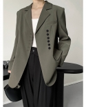 Oblique Button Long-sleeved Suit Loose Casual Top Female Suit Jacket Autumn