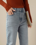 Pantalones vaqueros de cintura alta para mujer Otoño Nueva moda simple Pantalones casuales rectos que combinan con todo