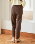 baizi מכירה חמה נשים מכנסיים מזדמנים סתיו חדש פשוט צבע אחיד מכנסיים עיפרון טמפרמנט סגנון נוסעים מותן גבוה p