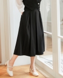New Product Personality Fashion Commuter Style Solid Color High Waist Mid-length Pleated Skirt