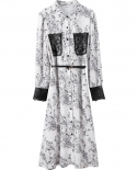 תפירת טמפרמנט בייזי שמלת תחרה 2022 סתיו בסגנון חדש חגורת שיפון פרחונית חצאית באורך בינוני
