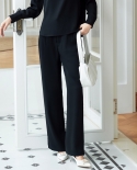 New Womens Solid Color Straight-leg Pants Personality Fashion Loose High-waisted Wide-leg Pant