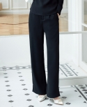 baizi 2022 סתיו חדש לנשים בצבע אחיד מכנסיים ישרים של אופנת האישיות רופף עם מותן גבוה מחבת רגליים רחבות
