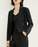 Womens Autumn New Temperament Commuter Double-breasted Suit Short Jacket