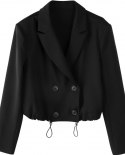 Womens Autumn New Temperament Commuter Double-breasted Suit Short Jacket